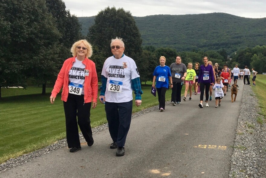 Group of walkers on a path