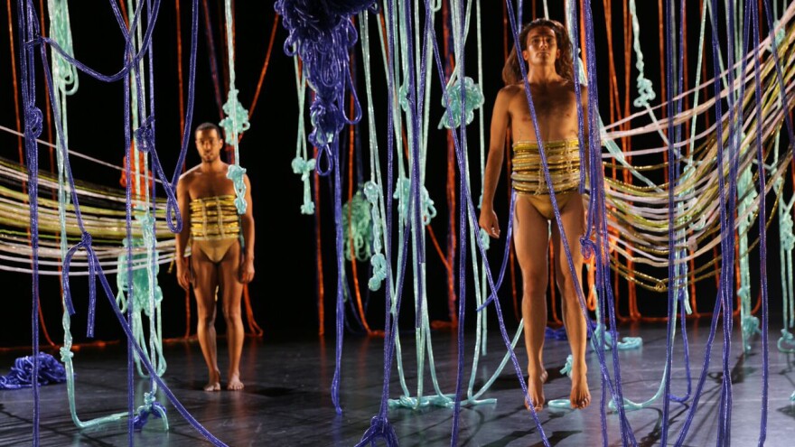 Former Cunningham dancers Rashaun Mitchell (left) and Silas Riener appear in a new film by Charles Atlas, who frequently collaborated with the choreographer.
