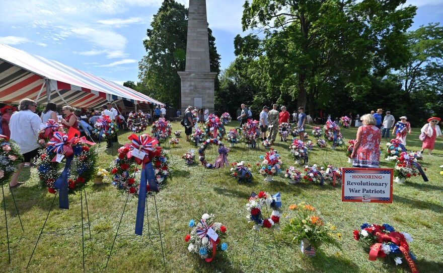 Floral tributes outside the Wyoming Monument.