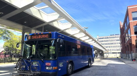 A Green Mountain Transit bus at Burlington's Downtown Transit Center on Sept. 22, 2026.