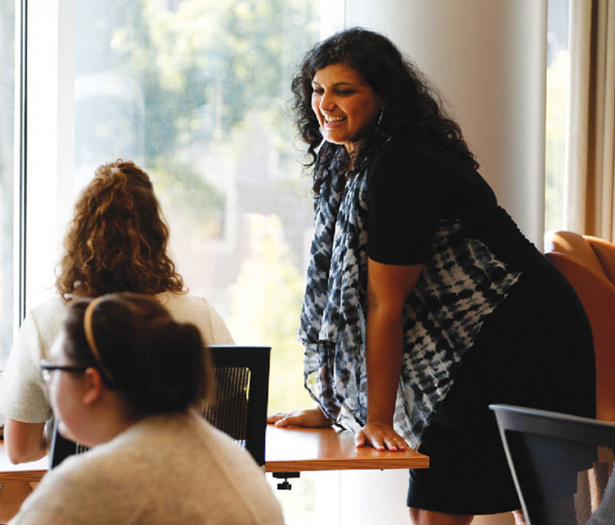 Irene Hillman with students at UTC.