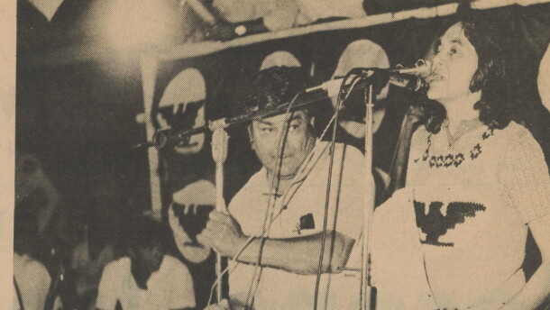 Dolores Huerta speaks at a rally in San Luis, Ariz. on Oct. 16, 1974 as seen in this photo from the Yuma Sun.