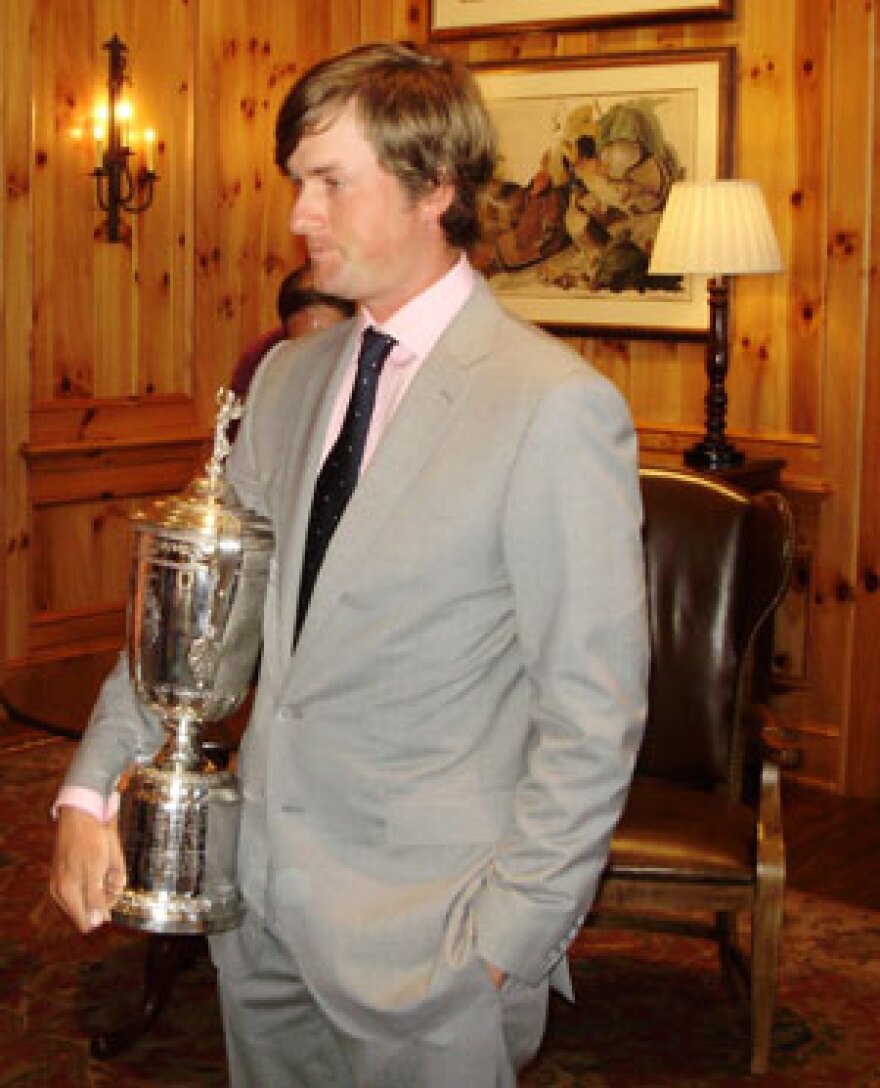 Webb Simpson with U.S. Open trophy. Photo: Mark Rumsey