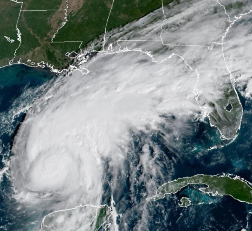 This satellite image from the National Oceanic and Atmospheric Administration shows Hurricane Isaias surging toward the U.S. Gulf Coast on Thursday, Oct. 8, 2026.
