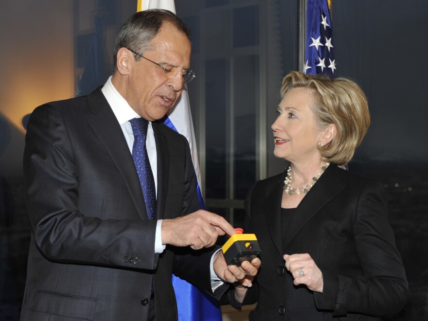 In March 2009, then-Secretary of State Hillary Clinton presented Russian Foreign Minister Sergey Lavrov with a device with a red button symbolizing the intention to "reset" U.S.-Russian relations.