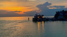  The dock behind the University of Miami's Rosenstiel School at sunset on Jan. 18, 2023.