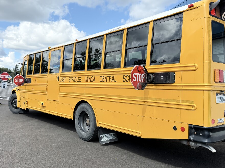 School buses in Onondaga County are being outfitted with cameras that can identify vehicles that pass a stopped school bus