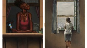 NPR asked our audience to find inspiration in — and then write an ekphrastic poem about — two paintings: <em>Heat Wave</em> by Kadir Nelson (left) and <em>Young Woman At A Window </em>by Salvador Dali.