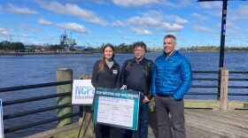 In order from left: Kate Craig, State Director of the NCPIRG Education Fund; Larry Cahoon, marine biology professor at UNCW; Kemp Burdette, Cape Fear Riverkeeper