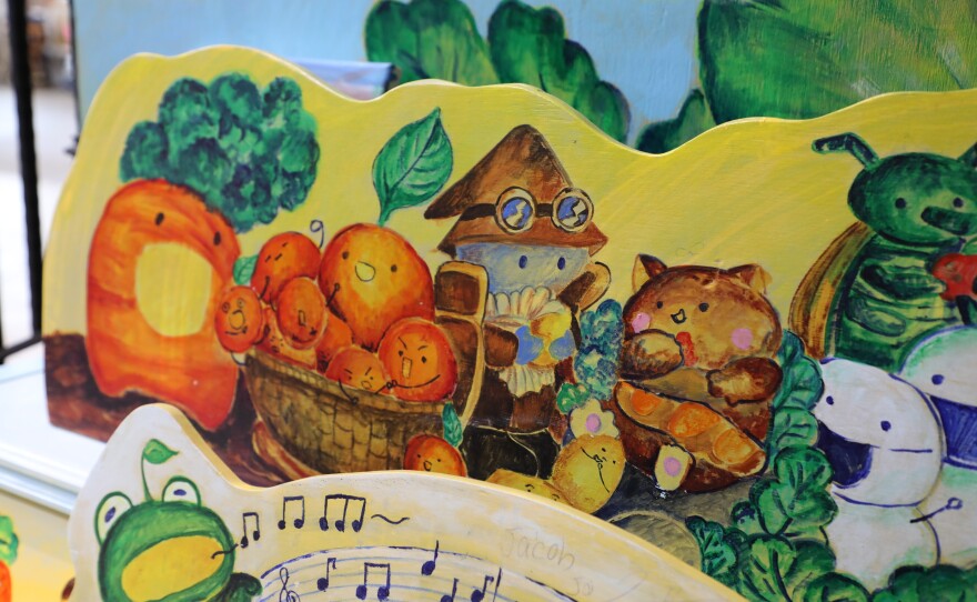 Chi Wong's classic look is humanized food, like fruits and vegetables with limbs and faces.