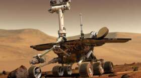 An artist's concept portrays a NASA Mars Exploration Rover on the surface of Mars. Two rovers were launched in 2003 and arrived at sites on Mars in January 2004. Each rover was built to have the mobility and toolkit for functioning as a robotic geologist. Photo: NASA/JPL/Cornell University