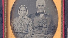 A photo from 1860 of a man and woman