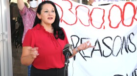 Marisol Garcia, vice president of the Arizona Education Association, chides Republican lawmakers Tuesday for not offering a spending plan that puts more dollars into public schools.
