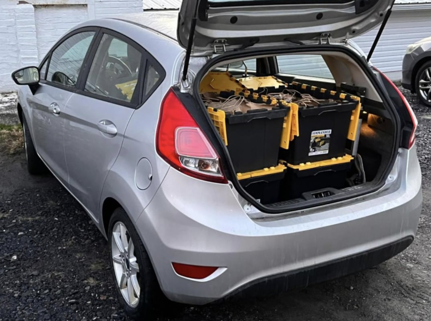 David Anderson’s car filled up with Bellefonte Bread Bakery items. Anderson currently provides home deliveries to homes in Bellefonte and State College.