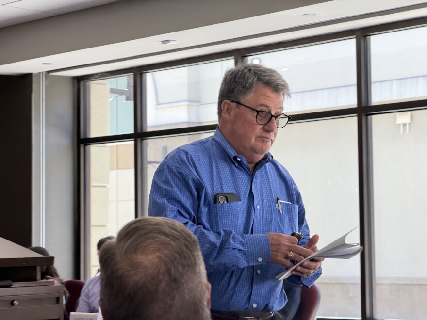 IDE regional sales director Mark Ellison at a September 25, 2026 board meeting of the Nueces River Authority.