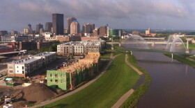 A view of the Water Street District in the Webster Station neighborhood showing construction of new housing near downtown Dayton.