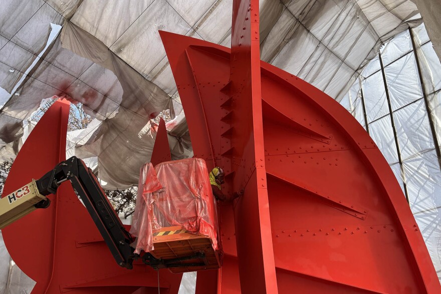 The 40-foot abstract steel sculpture, Peau Rouge, came to IU in 1971 in partnership with the Musical Arts Center. The piece was the last Alexander Calder site-specific commission of his life.