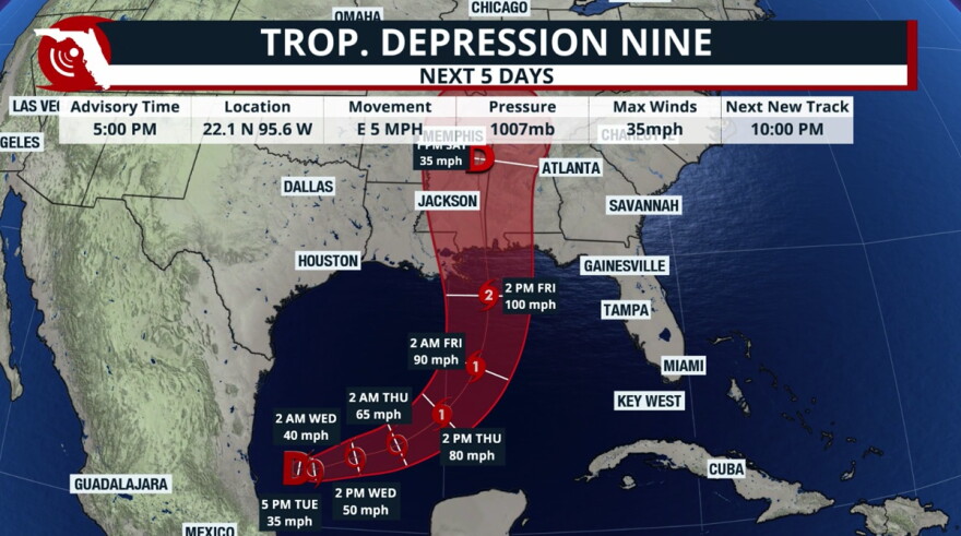 Oct 6, 2026: 5pm track of future Isaias by the NHC.