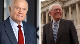 John Glenn in 2012 (left) and Howard Metzenbaum in 2008. 
