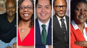 (From left to right) Little Rock City Board Ward 2 candidates Tony Miller, Tashan O'Neal, Michael Hernandez, Dwight Townsend and Stephanie Johnson.