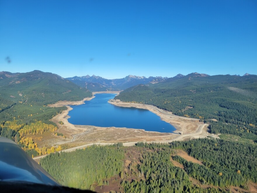 Keechelus Reservoir from an airplane in October at 5% full. (Courtesy: Scott Revell)