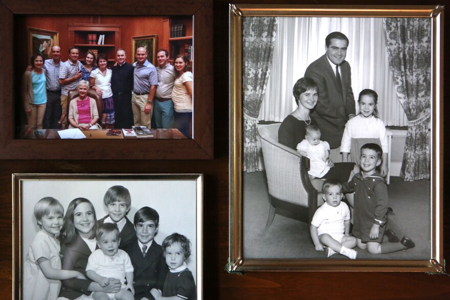 Family photos in the Scalia home.