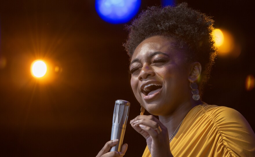 Samara Joy performing at the Monterey Jazz Festival