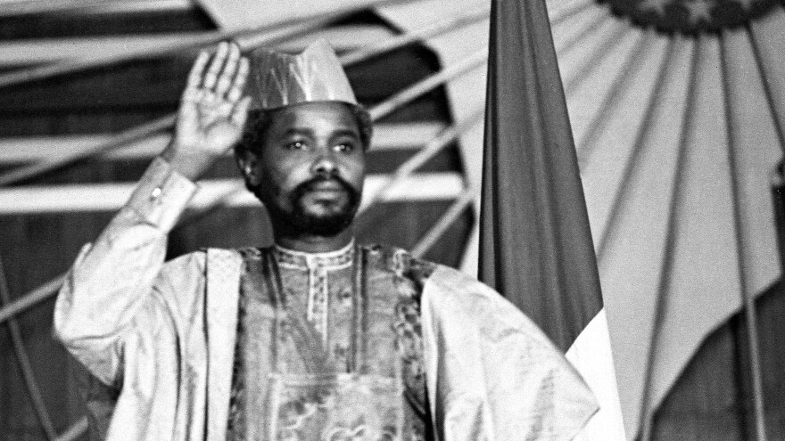 Habre is shown at a press conference in N'Djamena, the Chadian capital, in 1983, a year after he seized power in a coup. His eight-year rule was marked by human rights abuses.