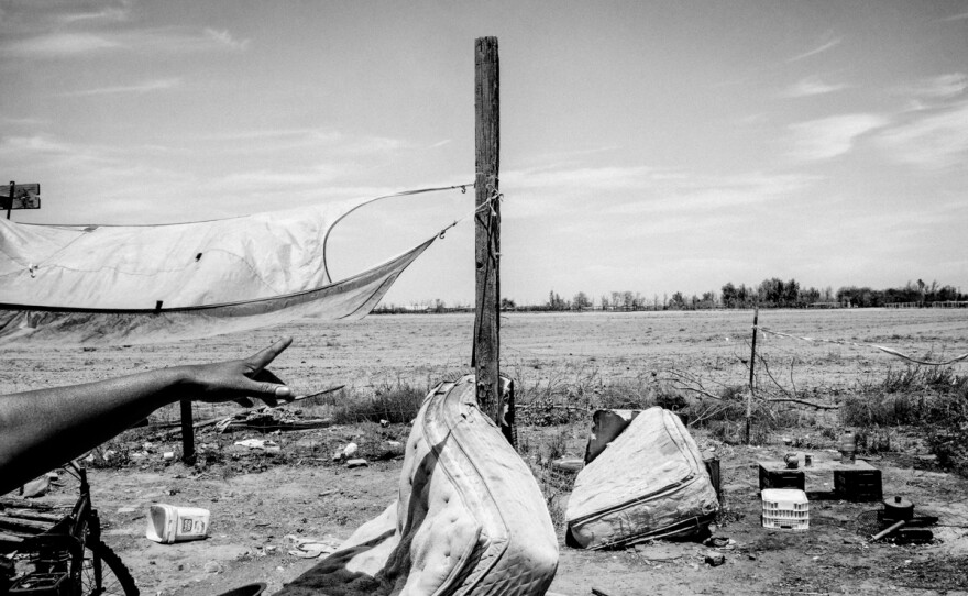 The backyard of a jobless couple, Lanare, Calif.