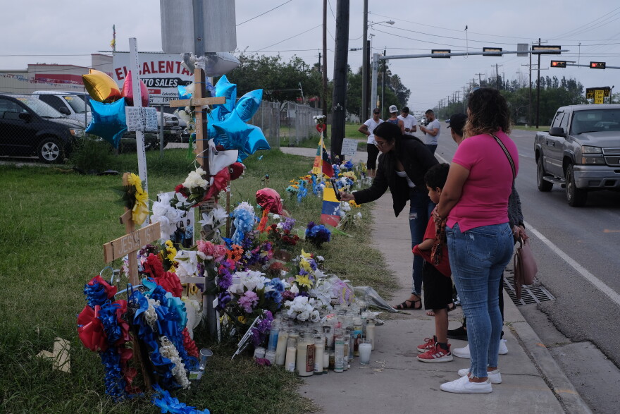 A makeshift memorial was created for migrants who were killed in Brownsville on Sunday, May 7.