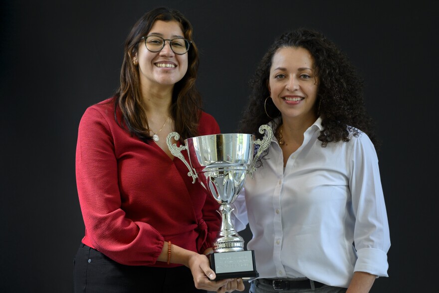 Sabrina Herrera and Vanessa de la Torre with their NAHJ award.