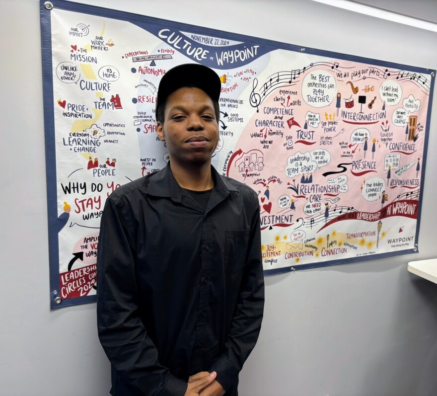 Chris Payne-Walton, 21, has just moved into his own apartment after years of couch-surfing. He credits Waypoint's help, which included several moths of housing for free in a Dover apartment.