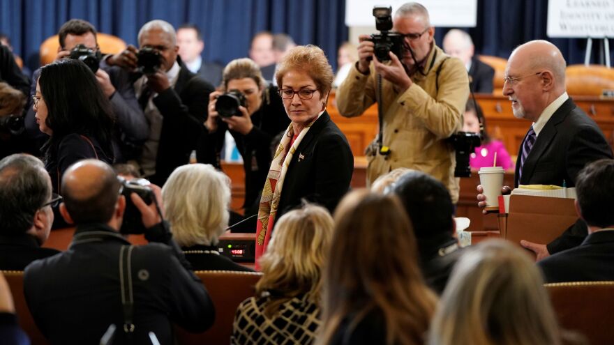 Marie Yovanovitch, former U.S. ambassador to Ukraine, returns from a break in her testimony before a House Intelligence Committee hearing as part of the impeachment inquiry on Nov. 15.