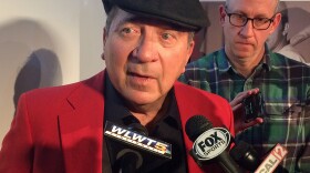 Johnny Bench talks to media after the 'BENCH' screening at Great American Ball Park.