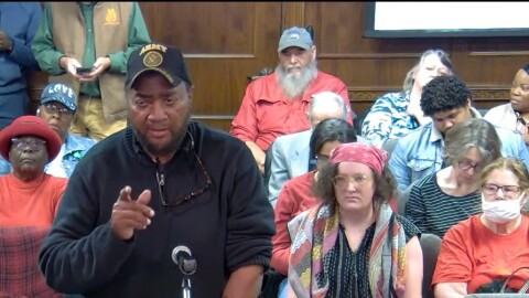 David Batts speaks before the Edgecombe County Board of Commissioners on December 1, 2025. Batts promised commissioners that residents would primary them, and soon after he would mount a successful challenge to four-term incumbent Donald Boswell.