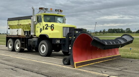 Here's the used snow plow that will clear the runway and taxiways at the Pekin Municipal Airport.