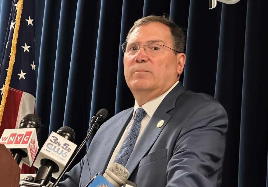 John Sarcone, acting U.S. attorney for northern New York, speaks at a news conference after an immigration raid in Albany, on Sept. 9, 2025. 
