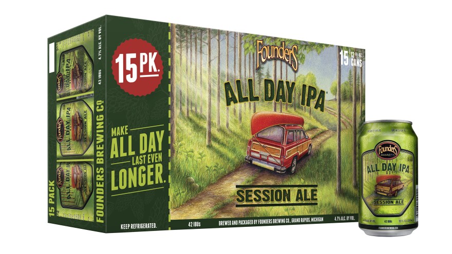 All Day IPA, from Founders Brewing, is sold in a 15-pack, instead of the traditional 12-pack.