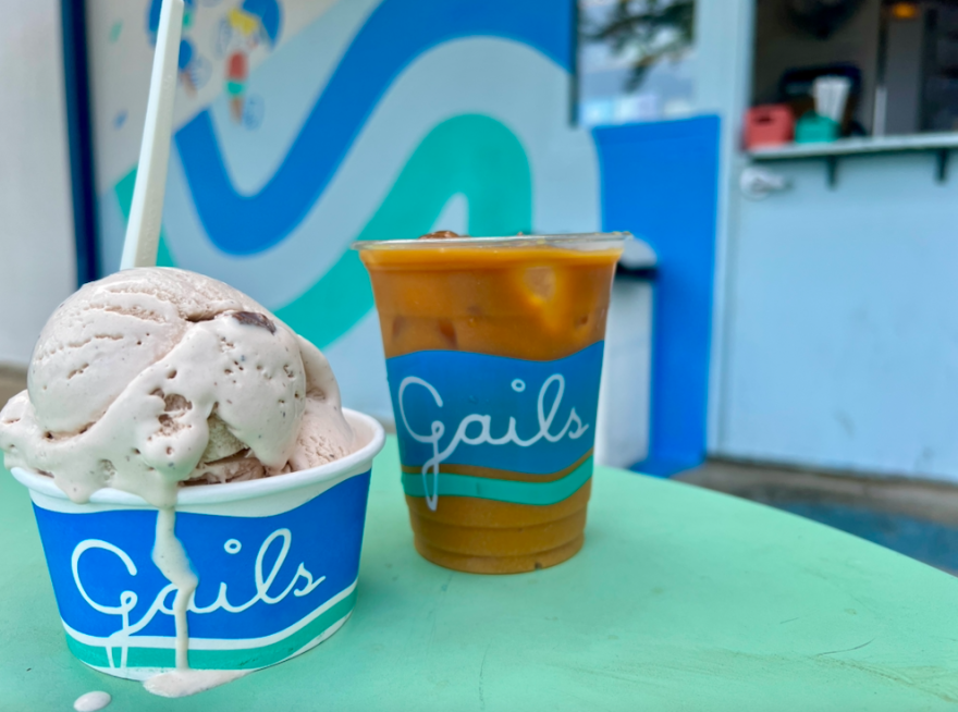 Ice cream and iced coffee at Gail's in LA