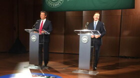 Ron DeSantis (left) and Adam Putnam shared the stage at Jacksonville University Thursday night for a debate.