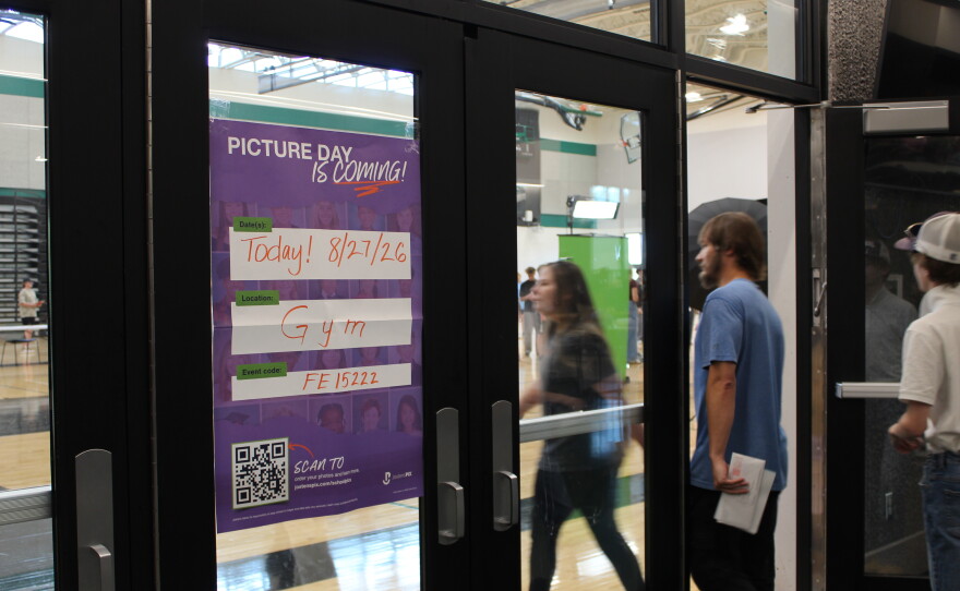 Students lined up in the Rock Ridge High School gym