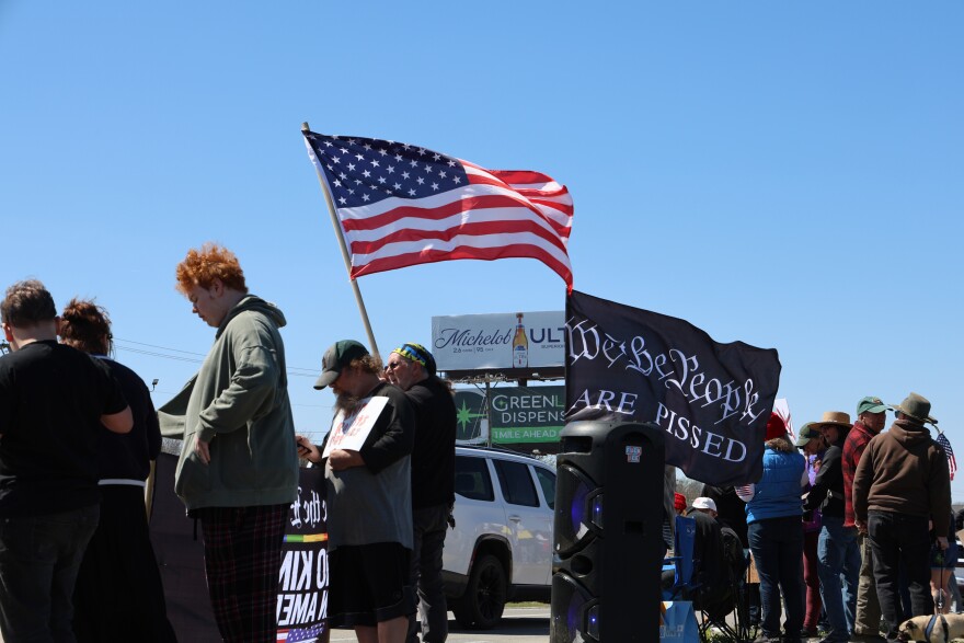 Citizens gather in Joplin, Missouri as part of national "No Kings" protest on Sunday, March 28.