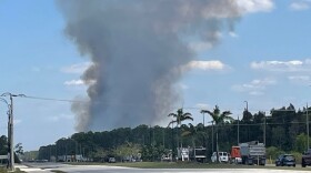 Fire was causing smoke in the area of Alico Road on Monday afternoon and slowed traffic eastbound on the road.