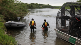 A search team looks for a 2-year-old girl who went missing in the Rio Grande near the border city of Del Rio, Texas.