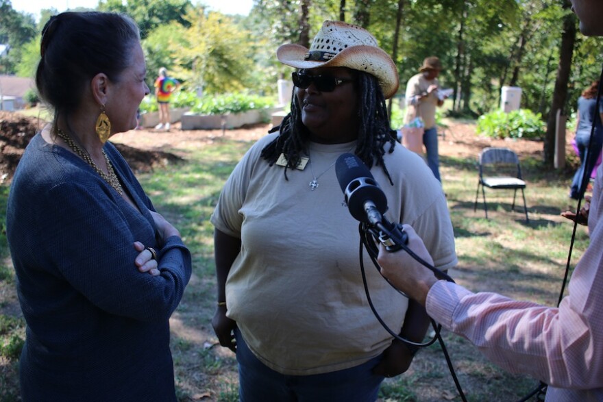 Poppy Tooker and Mary Dumars, President of Red River Coalition of Community Gardeners