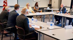 U.S. Sen. Claire McCaskill, D-Mo., speaks to a group of people representing Missouri manufacturing and agricultural interests on Aug. 27, 2018.