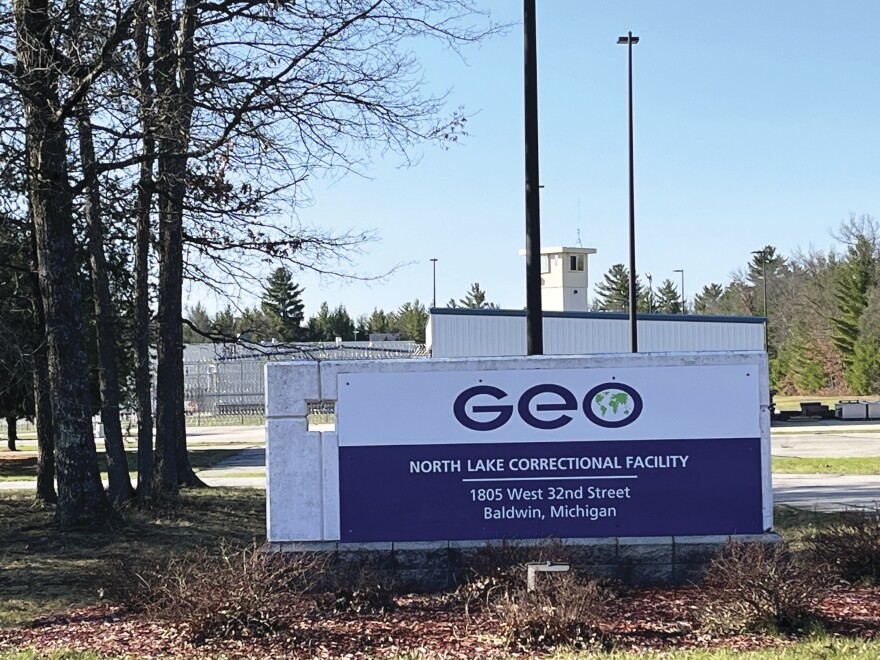 The sign for the North Lake Correctional Facility is seen in May 2025.