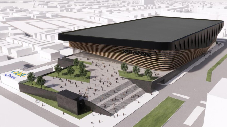 Visit Cincy's rendering of a new arena on the WCET-TV site at Central Parkway and Ezzard Charles Drive shows a new small building on the southwest corner for the public TV station.