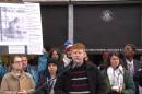 Mickey DiPerna, center, leads a rally against proposed Department of Housing and Urban Development cuts to housing programs outside the Kenneth B. Keating Federal Building in down to