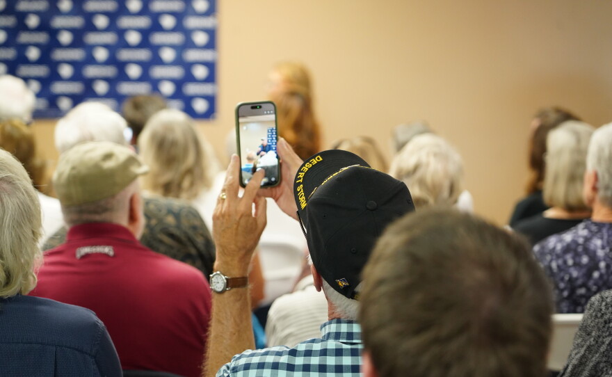 Possible 2028 Democratic presidential candidate Arizona U.S. Sen. Mark Kelly and his wife, Gabby Giffords, spoke with voters in Mauldin, S.C., on Friday, Oct. 2, 2026.